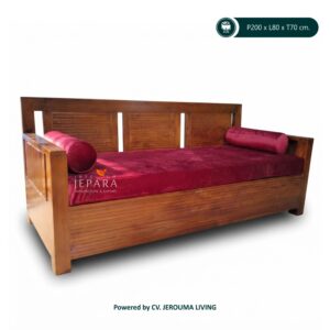 Bale Bale Kayu Jati Minimalis 200 cm dengan Bantalan Sofa