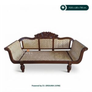 Bale Bale Sofa Kayu Jati Ukir Klasik Anyaman Rotan