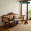 Bale Bale Sofa Kayu Jati Ukir Klasik Anyaman Rotan
