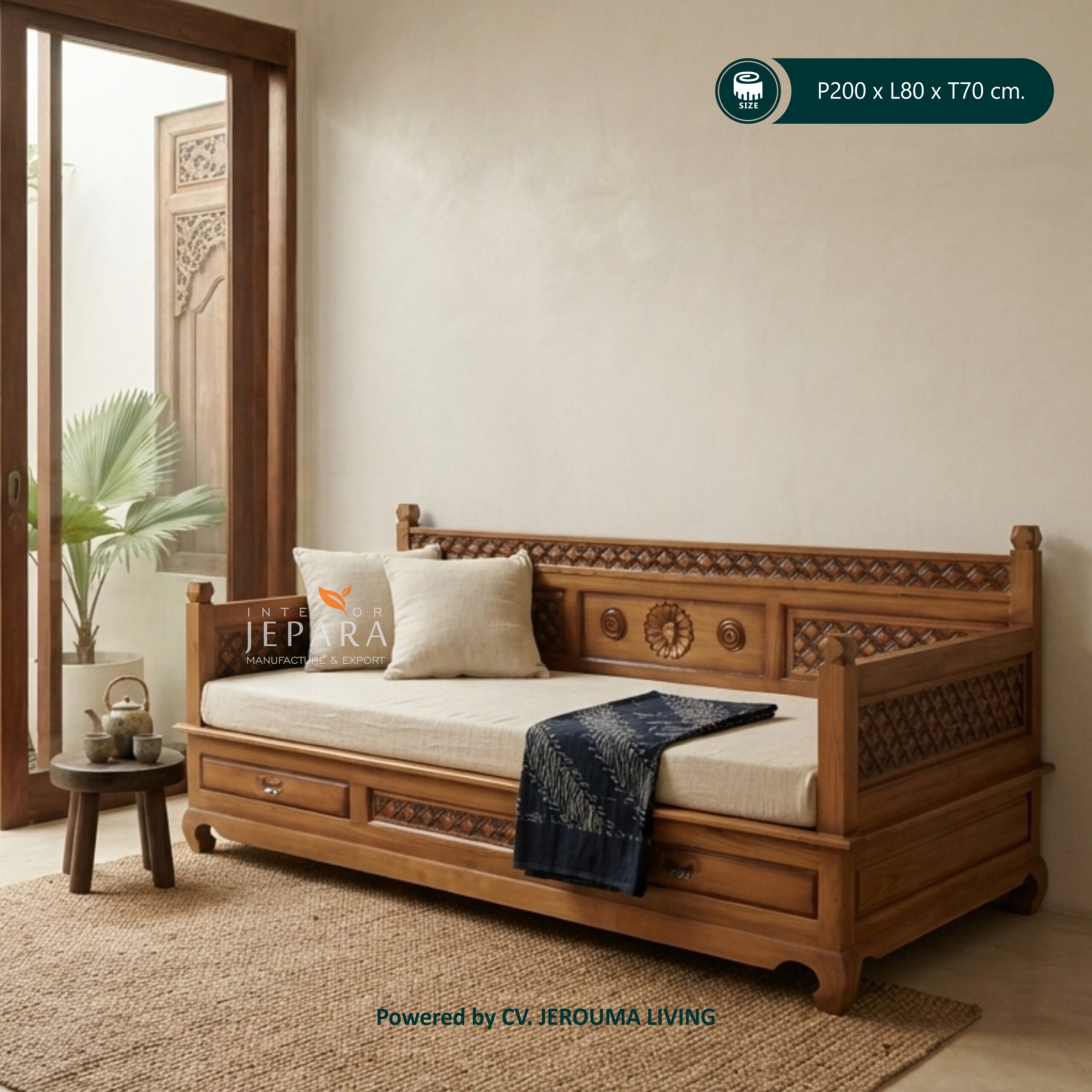 Sofa Bed, Bale-Bale Kayu Jati Kawung Jogja Interior Jepara
