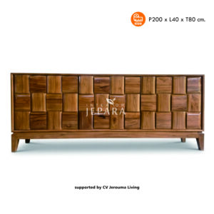 Bufet Desain 3 Dimensi – 3 Pintu Bahan 100% Kayu Jati