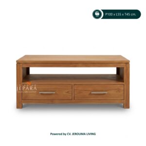 Meja Tamu Minimalis 2 Laci Kayu Jati – Coffee Table Jepara