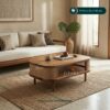 Meja Tamu Rotan Minimalis Kayu Jati | Coffee Table Japandi