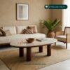 Meja Tamu Marmer Oval – Elegan & Natural