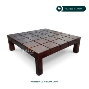 Meja Tamu, Meja Kopi Model Motif Kotak Kotak Kayu Jati