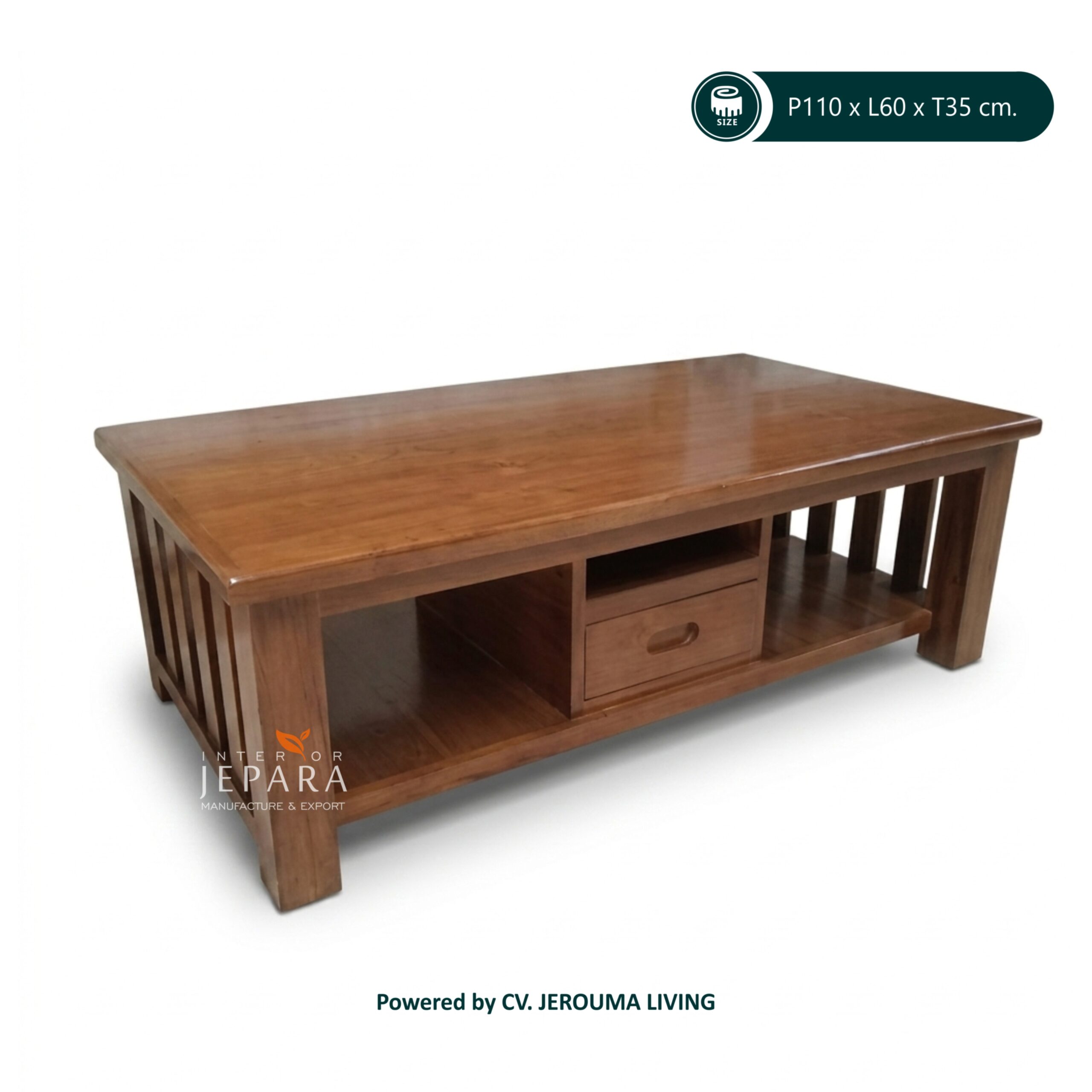 Meja Tamu Minimalis Kayu Jati 1 Laci – Coffee Table Jepara
