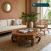 Meja Tamu Ukiran Klasik Kayu Jati Segi 8 – Coffee Table Jepara