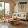 Meja Tamu Oval Kayu Jati Anyaman Rotan – Coffee Table