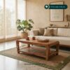Coffee Table Kayu Jati Minimalis dengan Rak – Meja Tamu