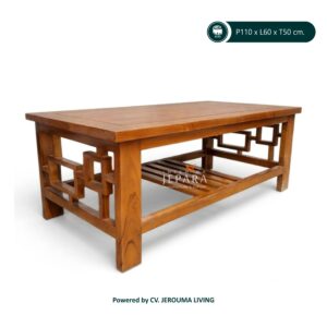 Meja Tamu Japandi Minimalis Kayu Jati Finishing Natural