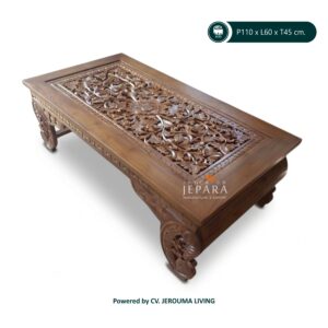 Meja Tamu Kayu Jati Ukiran Motif Etnik Madura