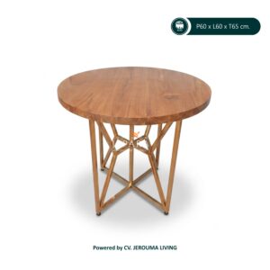 Meja Sudut Kaki Stainless Top Table Kayu Jati - Interior Jepara