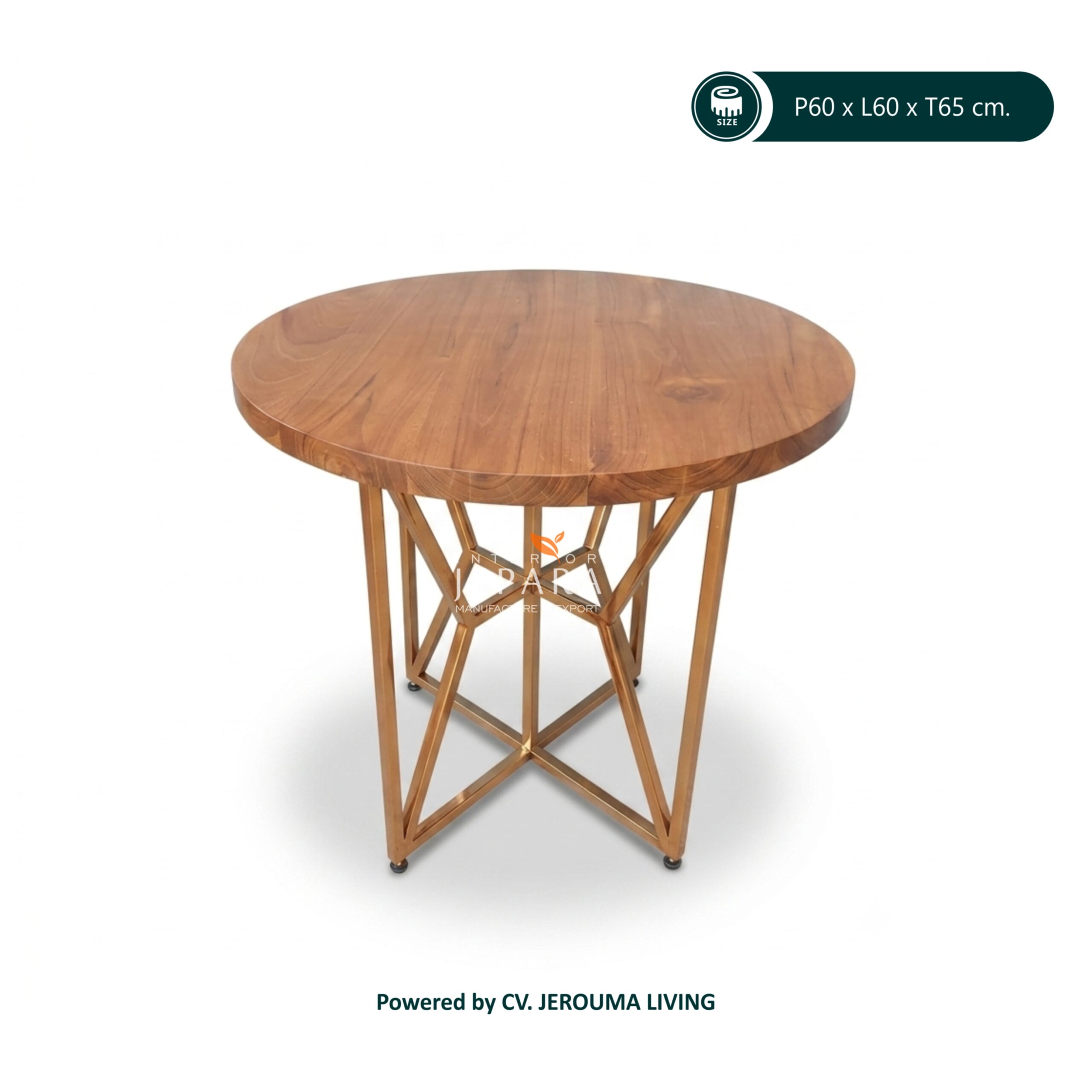Meja Sudut Kaki Stainless Top Table Kayu Jati - Interior Jepara