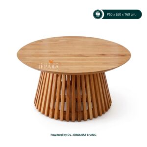 Meja Tamu Oval Kayu Jati Minimalis Modern – Coffee Table