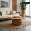 Meja Tamu Oval Kayu Jati Minimalis Modern – Coffee Table