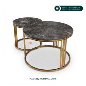 Meja Tamu Stainless Steel include Black Marble Double Table
