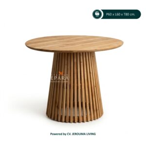 Meja Tamu Round Elegance Kayu Jati – Meja Bundar Minimalis