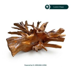 Coffee Table Akar Kayu Jati Solid Custom Shape – Meja Tamu