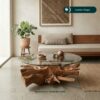 Coffee Table Akar Kayu Jati Solid Custom Shape – Meja Tamu
