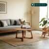 Coffee Table Kayu Jati Bundar Minimalis – Meja Tamu Natural