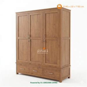 Almari Pakaian Retro Minimalis Kayu Jati Solid