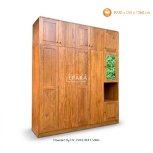 Lemari Pakaian Custom Shape Minimalis Kayu Jati