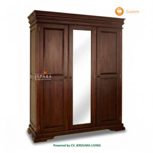 Lemari Pakaian Kayu Jati 3 Pintu Elegan Jepara