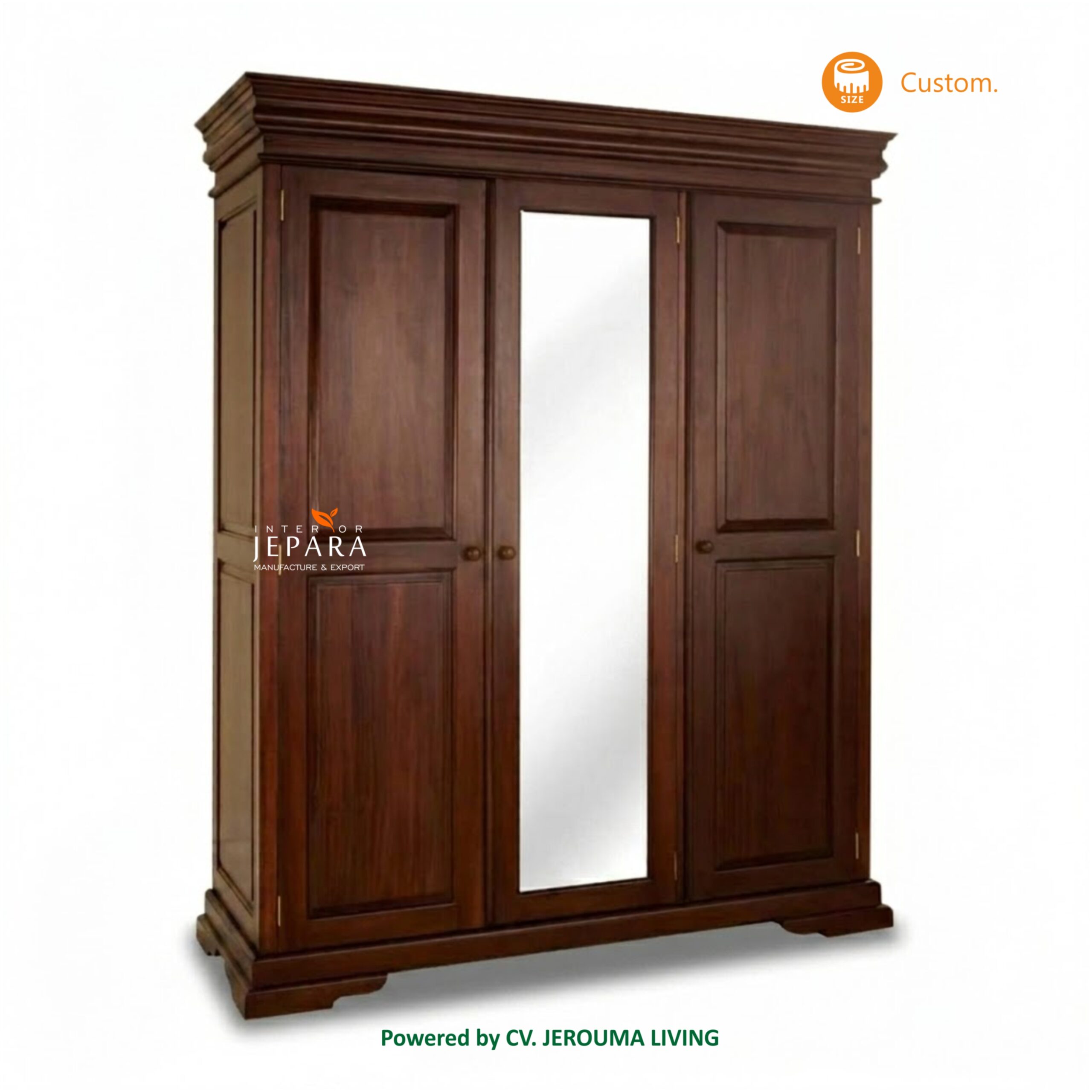 Lemari Pakaian Kayu Jati 3 Pintu Elegan Jepara