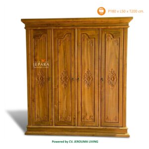 Lemari Pakaian Kayu Jati 4 Pintu Minimalis Jepara