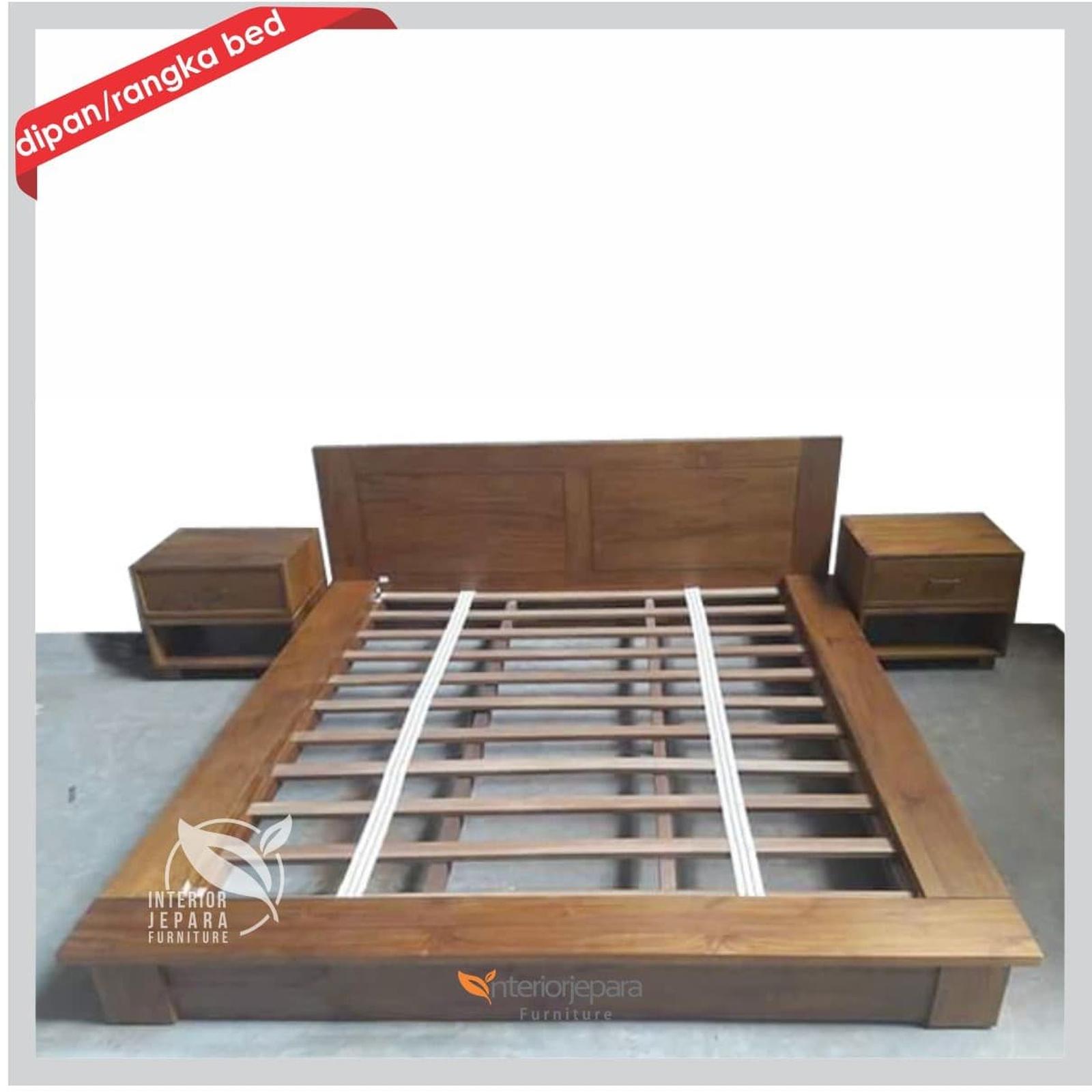 Tempat Tidur Jati Minimalis Modern Set Nakas