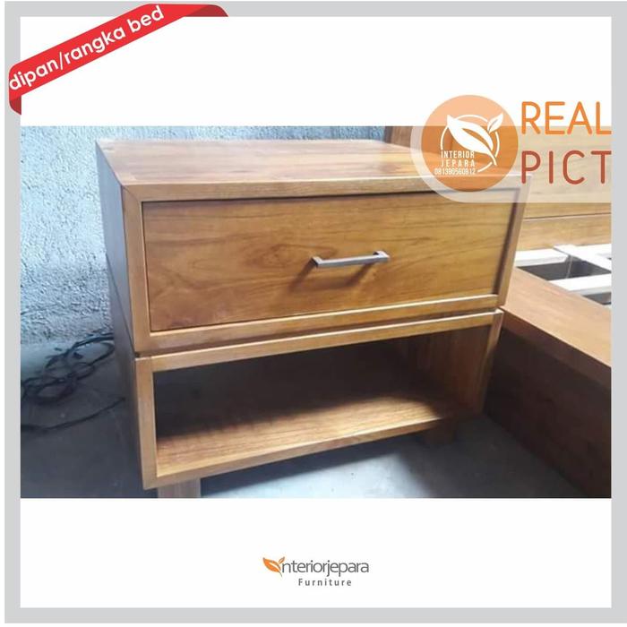 Tempat Tidur Jati Minimalis Modern Set Nakas