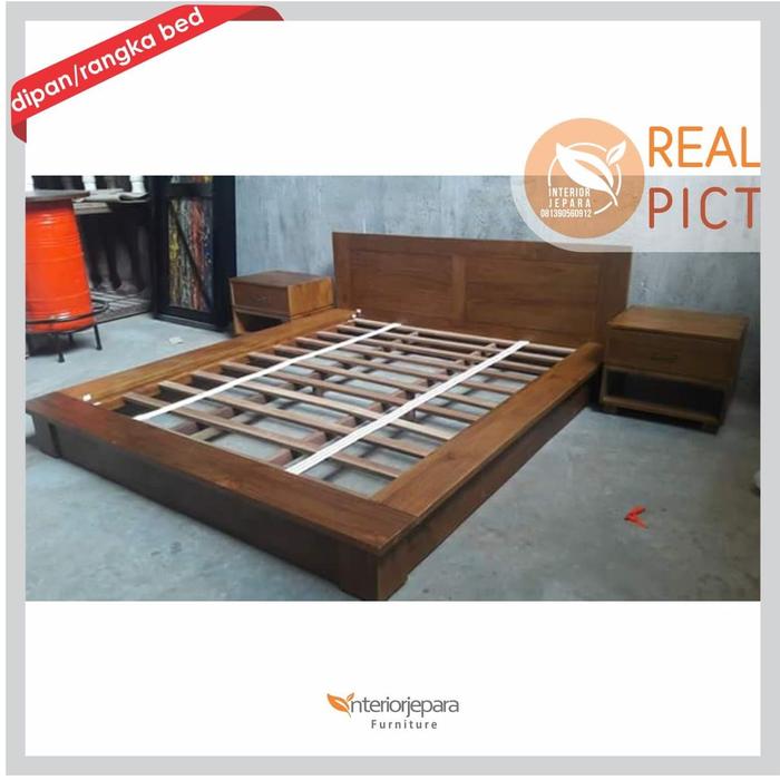 Tempat Tidur Jati Minimalis Modern Set Nakas