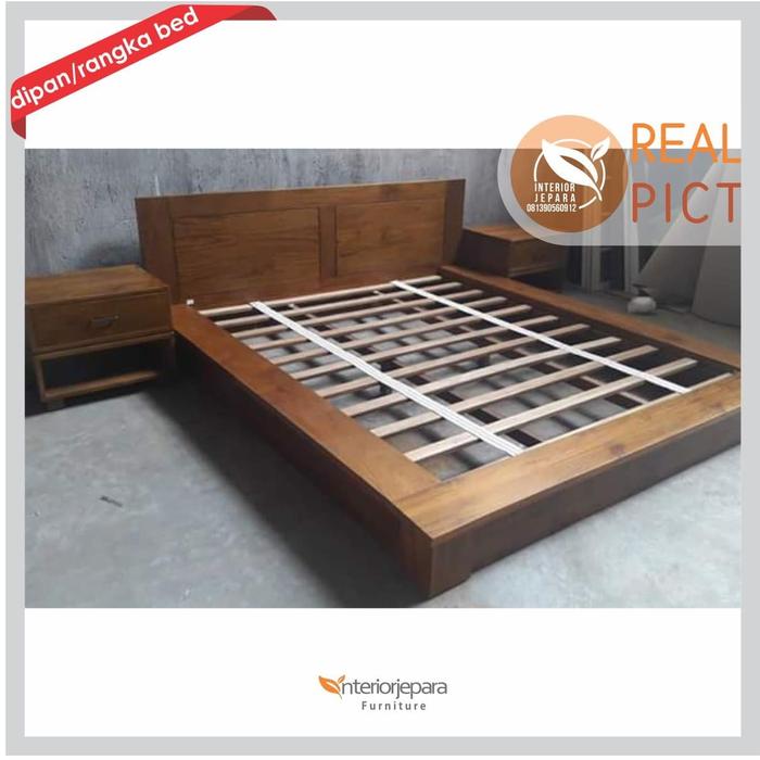 Tempat Tidur Jati Minimalis Modern Set Nakas