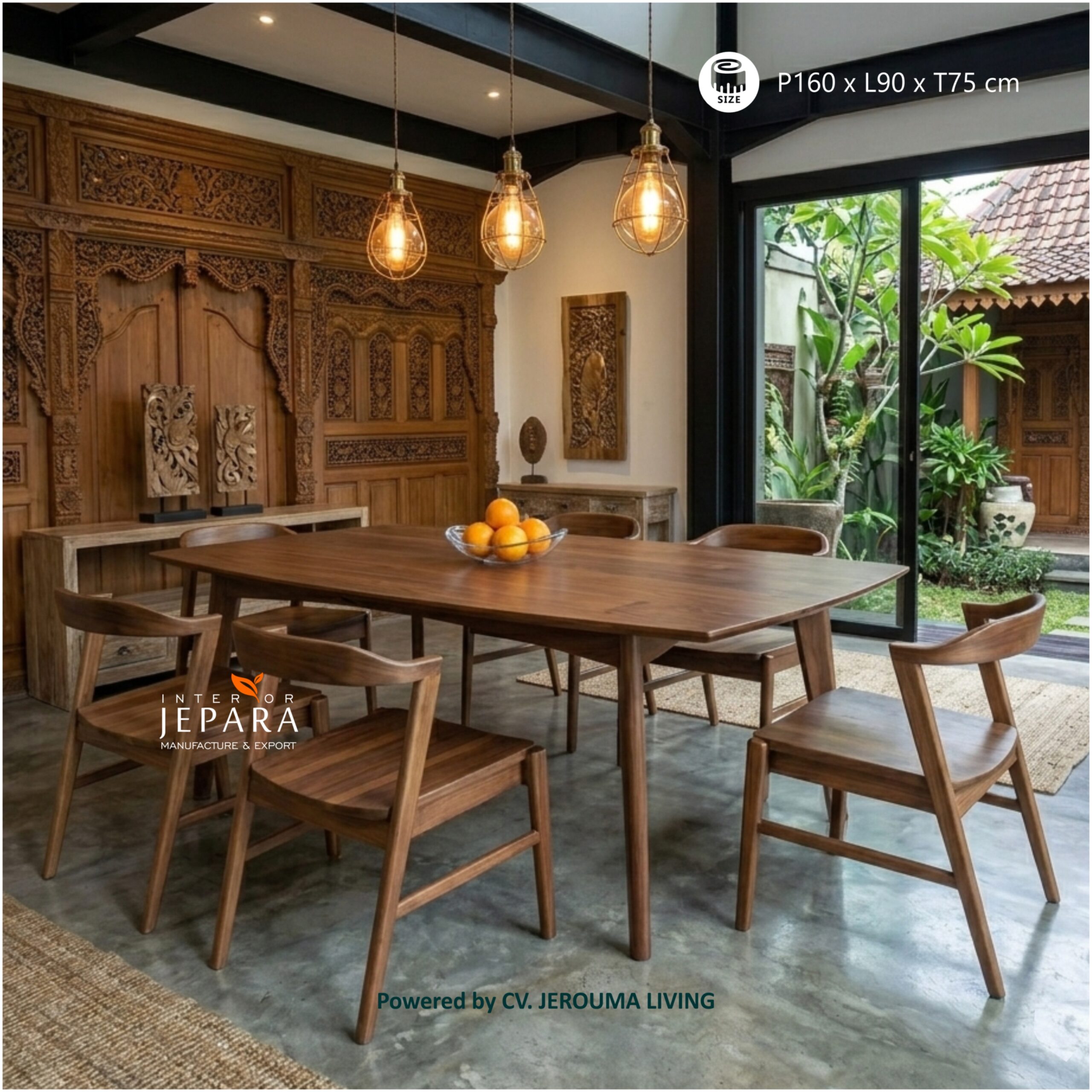 Meja Makan Kayu Jati Minimalis 6 Kursi Modern