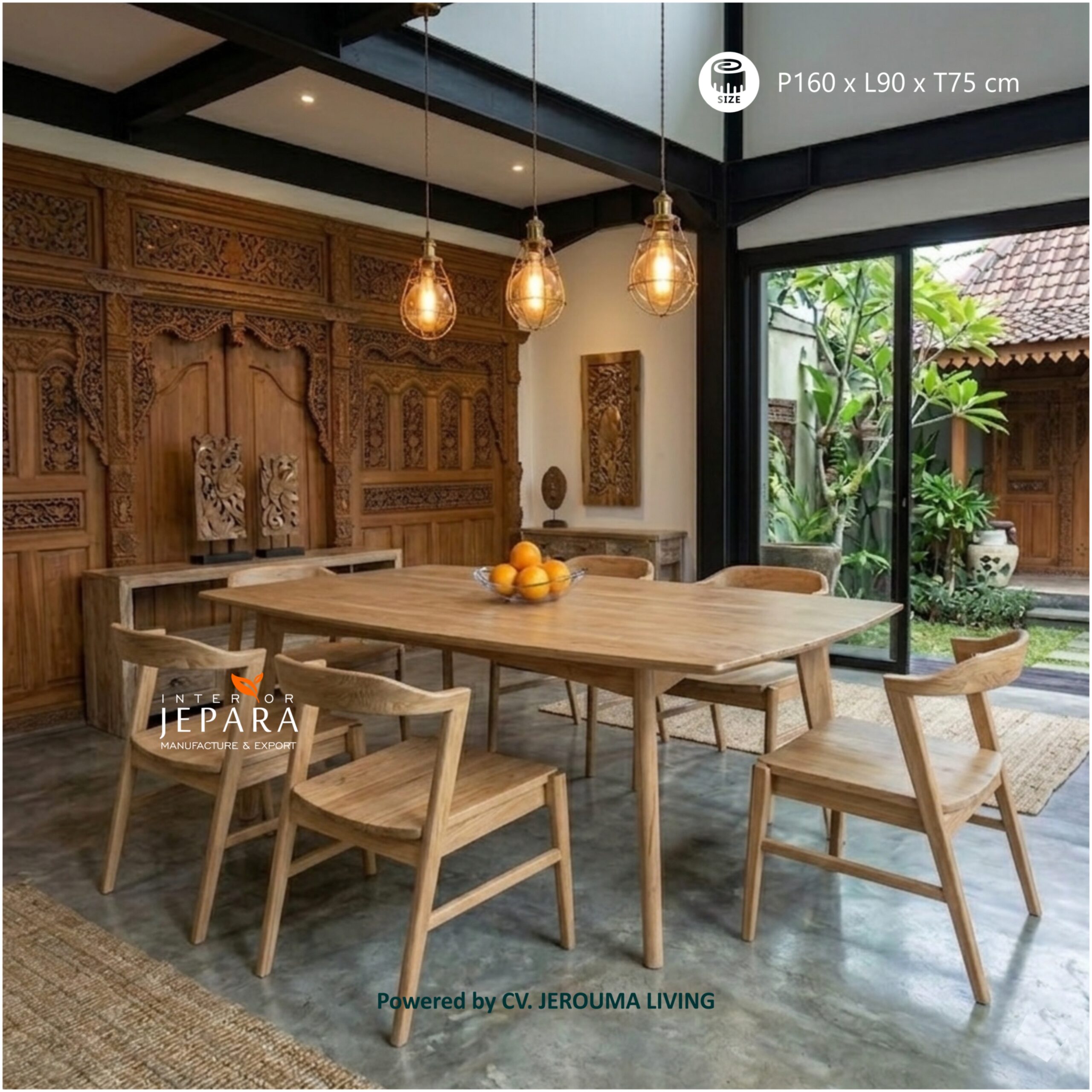 Meja Makan Kayu Jati Minimalis 6 Kursi Modern