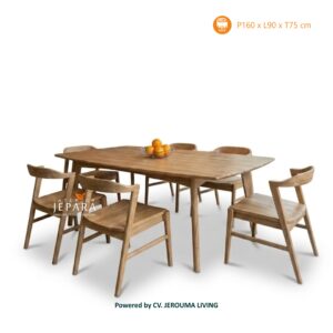 Meja Makan Kayu Jati Minimalis 6 Kursi Modern