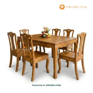 Meja Makan 6 Kursi Chinese Kayu Jati Elegan