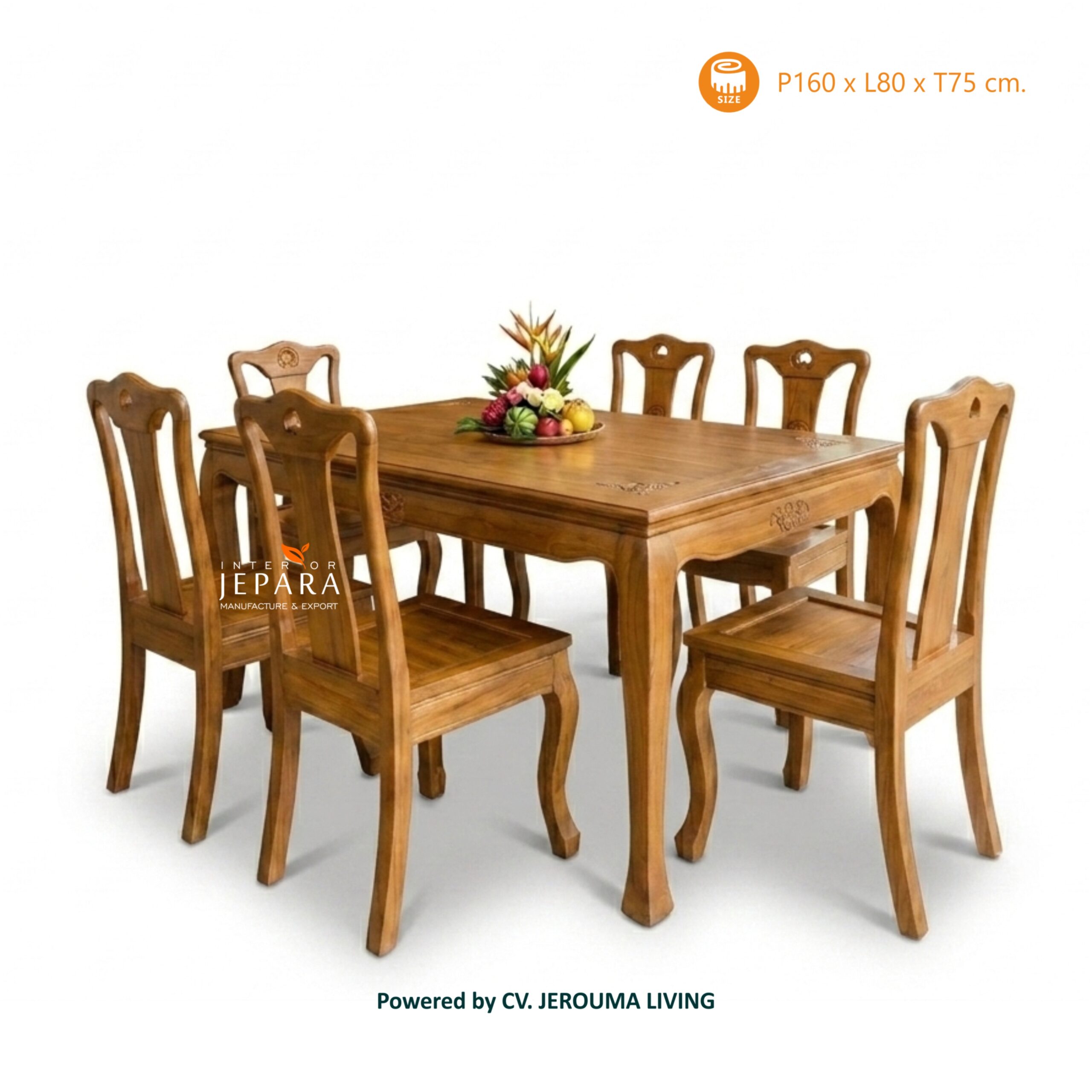 Meja Makan 6 Kursi Chinese Kayu Jati Elegan