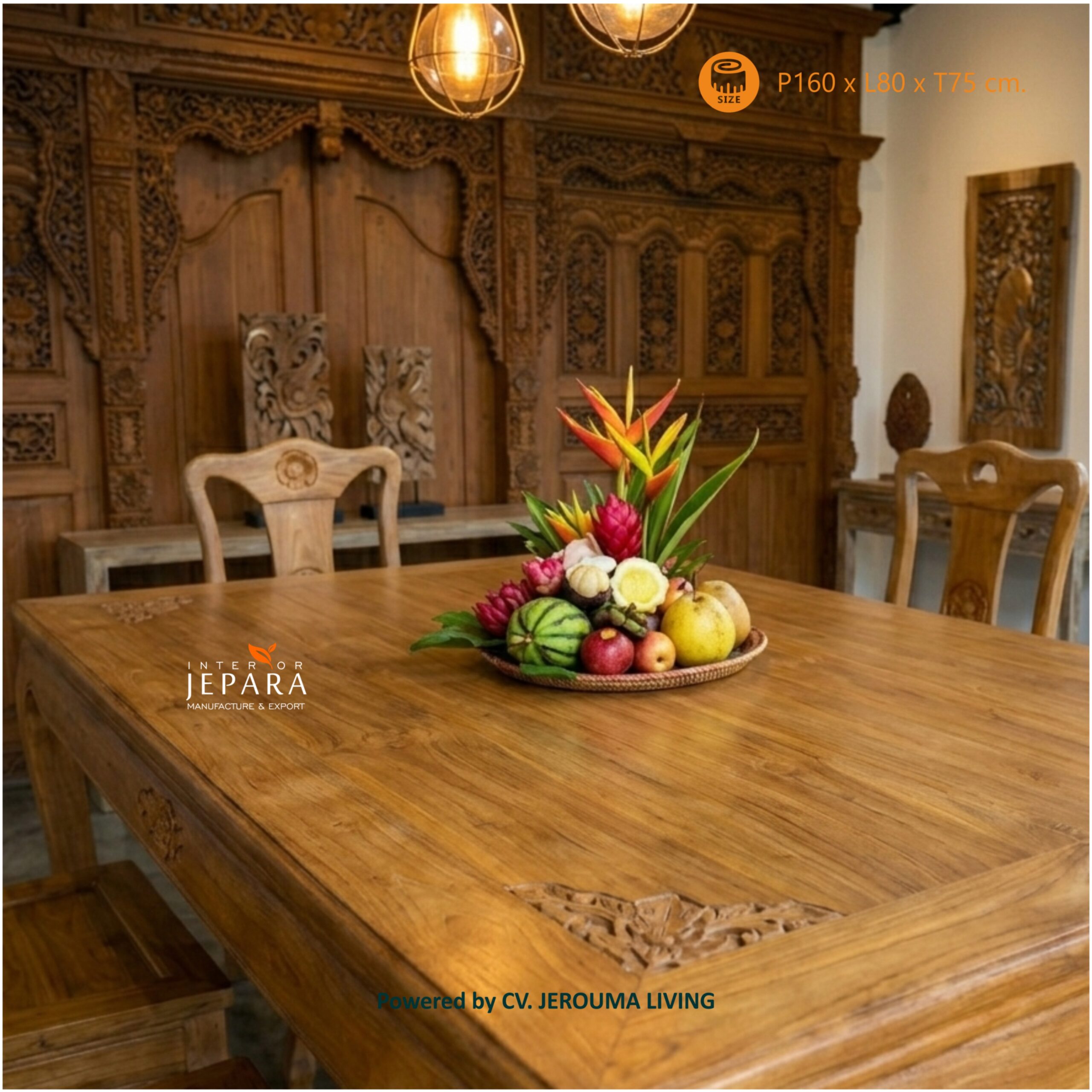 Meja Makan 6 Kursi Chinese Kayu Jati Elegan