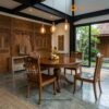 Set Meja Makan Circle 4 Kursi Minimalis Kayu Jati