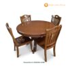 Set Meja Makan Circle 4 Kursi Minimalis Kayu Jati