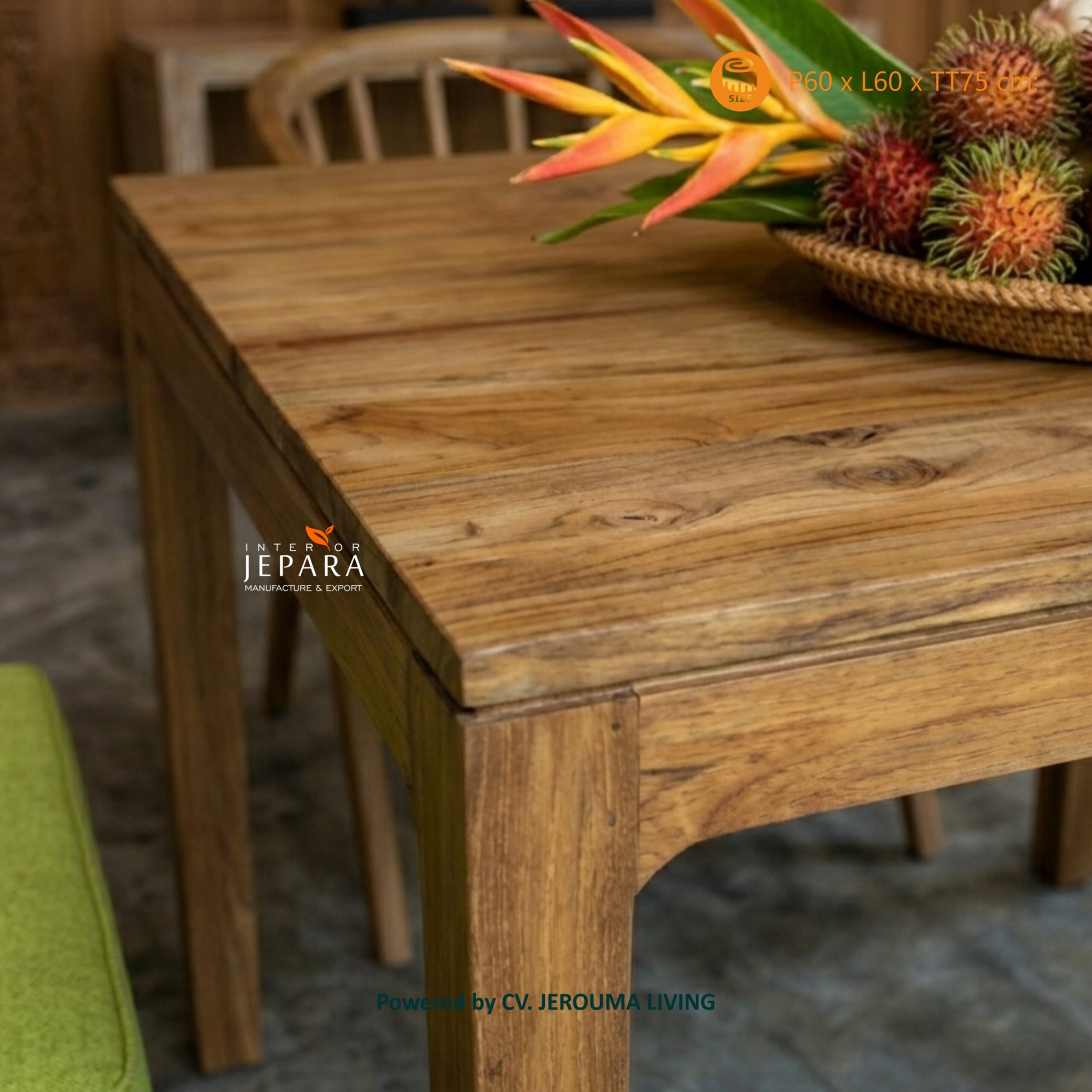 Meja Makan Minimalis Kayu Jati 4 Kursi Modern Jepara