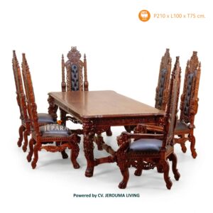 Meja Makan Raja Motif Kepala Singa Kayu Jati