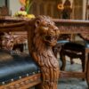 Meja Makan Raja Motif Kepala Singa Kayu Jati