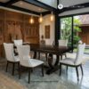Meja Makan Arvena Modern Kayu Jati 6 Kursi