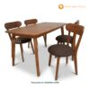 Meja Makan Minimalis Kayu Jati 4 Kursi Retro Modern