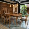 Meja Makan Minimalis Kayu Jati 4 Kursi Retro Modern