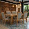 Set Meja Makan Spanian Ukiran Minimalis Kayu Jati