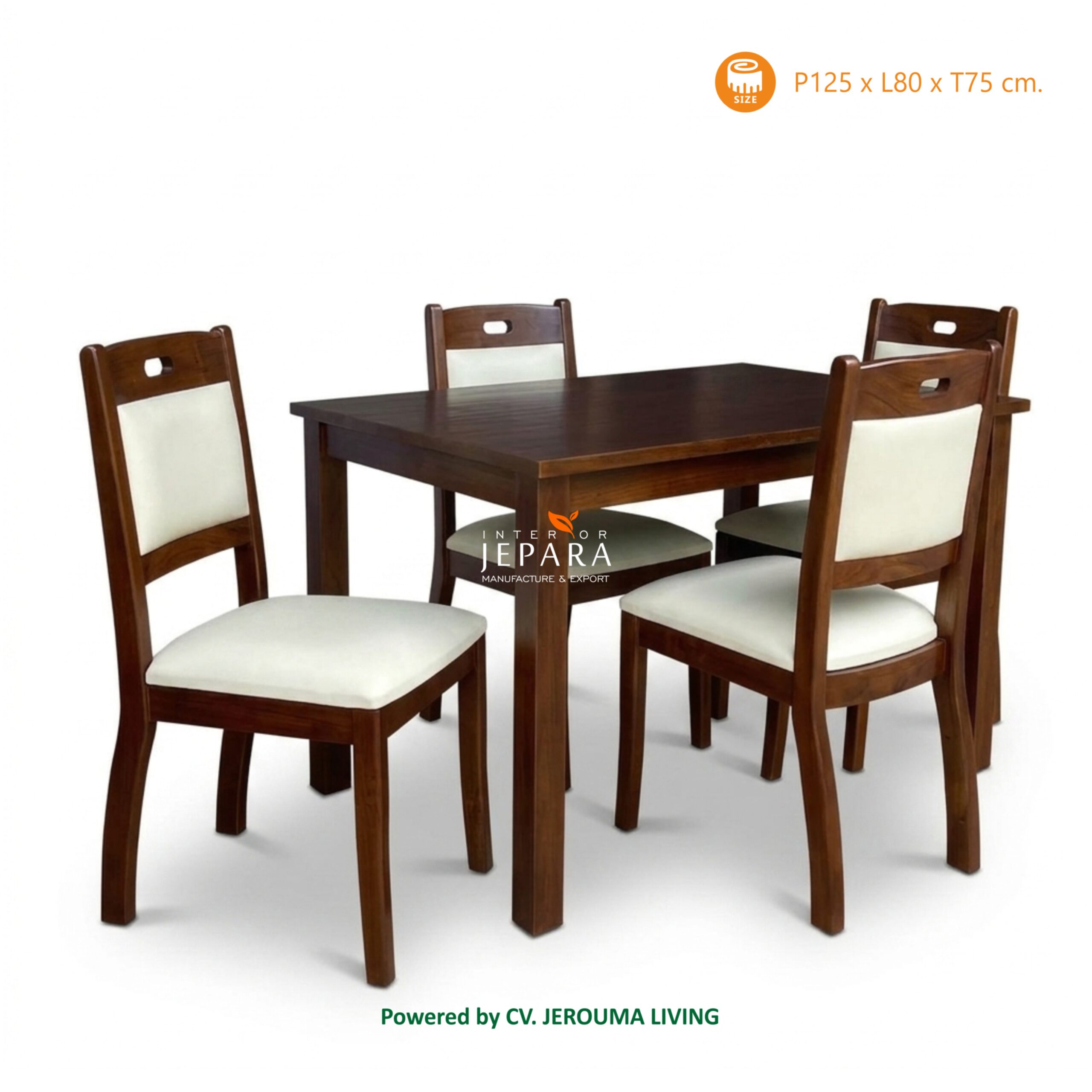 Set Meja Makan Minimalis 4 Kursi Kayu Jati Solid