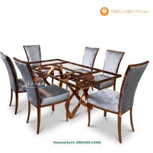 Meja Makan Stainless Steel Modern Living